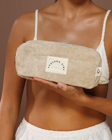 AVOCADO ZINC - TERRY TOWELLING POUCH BEIGE - STUDIO JO STORE